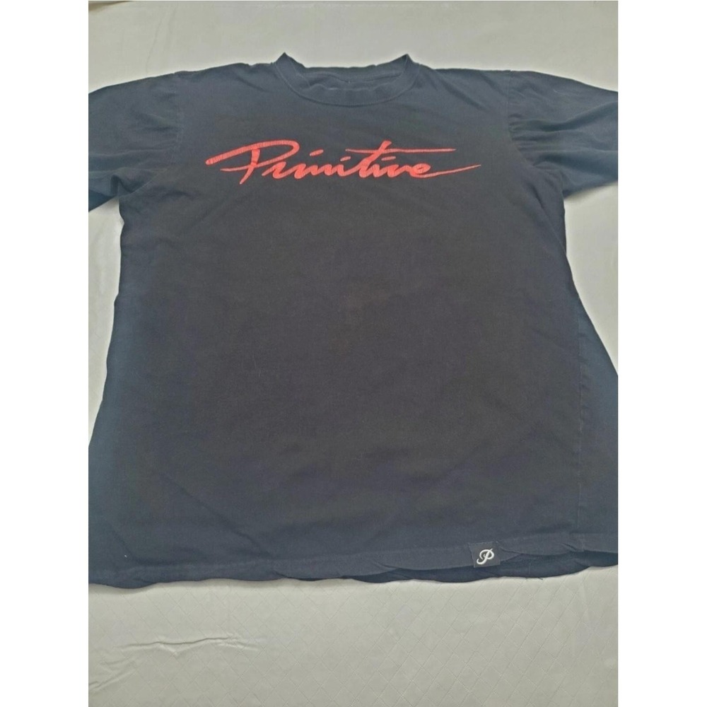 Primitive Shirt Mens Large Black Red Script Logo Skateboarding Tee Graphic